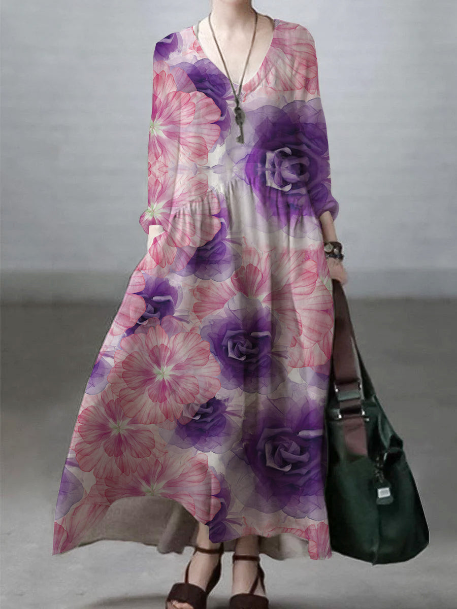 XXXL / Ivory-purple flower